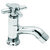 Brass and steel washbasin tap