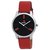 Meia Round Dial Black Leather Strap Analog Watch For Women