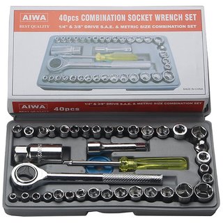 Aiwa 40 Pieces Multi Purpose Combination Socket Wrench Set with 1/4