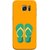 FUSON Designer Back Case Cover for Samsung Galaxy S7 Edge :: Samsung Galaxy S7 Edge Duos :: Samsung Galaxy S7 Edge G935F G935 G935Fd  (Green Chapplas With Yellow Belts On Orange Back)