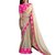 Trilok Fashion Beige-Pink Georgette Lace Work Saree With Floral Design Embroiderd  Blouse