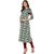 Janasya Women's Beige Cotton A-Line Floral Print Kurta