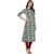 Janasya Women's Beige Cotton A-Line Floral Print Kurta