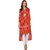 Janasya Women's Multicolor Rayon High Low Hemline Abstract Print Kurta