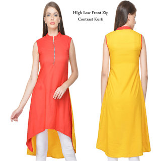 Buy Front Zip High Low Kurti By Klick2Style Online 999 from