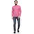 RG Designers Pink Cotton Plain Full Sleeve short kurta for men