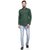 RG Designers Dark Green Cotton Plain Full Sleeve short kurta for men