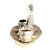 Skycandle Golden Buddha on a Gold and Silver Leaf plate with Two Ball Candle Holders