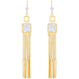 Asmitta Angelic Square Shape With Long Chain Gold Plated Hanging Asmitta Angelic Square Shape With Long Chain Gold Plated Hanging Earring For Women