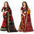 Meia Red Bhagalpuri Silk Printed Saree With  (Combo of 2)