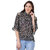 Kooo Women's Brown floral printed bell sleeve front buttoned top