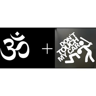 Buy Combo of 2 Car Stickers White Om Vinyl Sticker / Decal and White ...