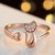ShiningDivas,Rose Gold Delicate Silver Tone Lovely Cat Shape Clear Crystal Women Girl Ring