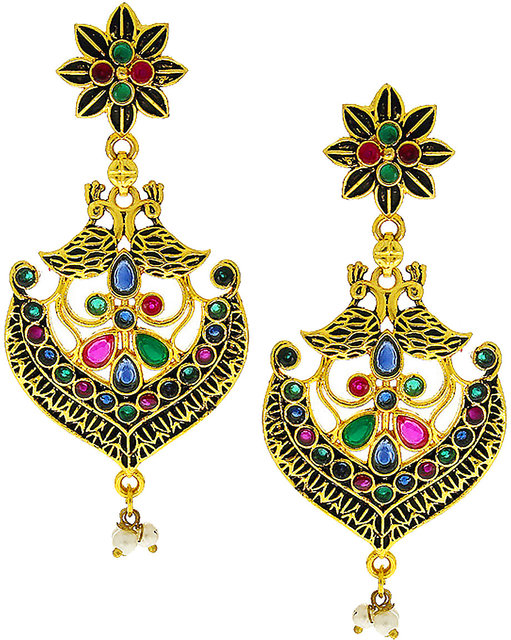 Anuradha Art Purple Colour Square Shape Earrings For Women//Girls