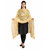 Lionize Woman's Jute Silk Dupatta with Golden Strips (Golden)