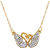 Asmitta Delightly Double Swan Shape Diamond Gold Plated White Stone Pendant For Women