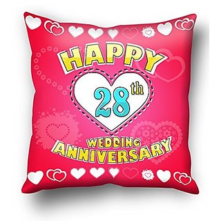 Buy Happy 28th Wedding Anniversary Cushion Cover Online