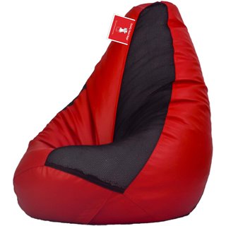 Comfy Bean Bags - Bean Bag - Cross Net - Size Jumbo - Filled With Beans Filler - Net Black Red