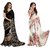 Indian Beauty Black & White Printed Georgette Saree With Blouse Piece (Pack of 2 )