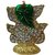 Gold Plated Diamond Meena Work Green Ganesha In Fine Finishing By Bharat Haat BH00349