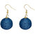 JewelMaze Blue Thread Ball Shaped Gold Plated Dangler Earrings-AAB1558