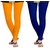 Orange and Royal Blue Cotton Lycra Leggings for  Women(Pack of 2)
