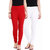 Red and White Cotton Lycra Leggings for Women(Pack of 2)