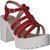 Flora Red Block Heel Sandal For Women