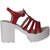 Flora Red Block Heel Sandal For Women