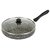 Classic Cookware 4 mm Hammer Tone + Marble Coating Fry Pan, 26 cm, 2.3 Ltr, Grey Color with Glass Lid
