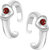 Oviya Rhodium Plated Exclusive Valentine Toe Rings with Crystal Stones for girls and women TR2101001RRed
