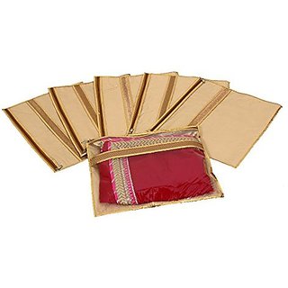 Kuber Industries trade; Single Packing Designer Saree Cover Set of 6 Pcs Jute Design