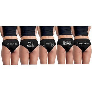 Naughty quotes printed panties set of 5 for Ladies