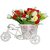 Sky Trends Flower Cycle red and White Rose flower Plastic Flower Basket with Artificial Flower amp Plant Showpiece Gift Set