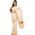 Fashion kioksks Kerala Cream Colour Kasavu Pure Cotton Plain Gold Zari Border Worked Saree and Blouse Attached Tamini5024