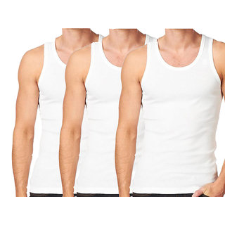 Men's Plain White Color Vest Pack Of 3