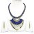 muccasacra Blue Trendy Fabric Spike Necklace with ball shaped Earrings length - 11 inch