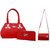 GRV Women Red Handbag with Wallet and Sidebag