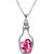 Oviya Valantine Rhodium Plated Solitaire Pink Crystal Heart Bottle Pendant for Women PS2101619RPin