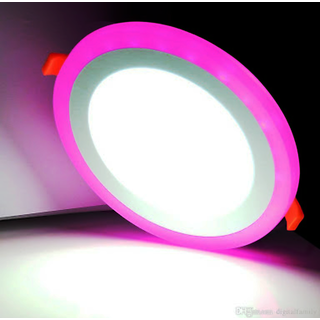 White Pink Dual Color 9 W Power Led Ceiling Panel Light Round