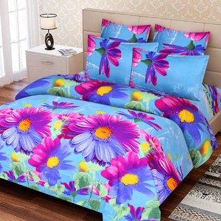Welhouse India 3D 1 Double bedsheet with 2 Pillow Covers 3DBD-004