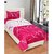 Zain Single Bed sheet with 1 Pillow Cover, Pink-White Stripes