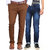 Van Galis Fashion wear Brown Trouser And Blue Jeans For Men Pack Of 2