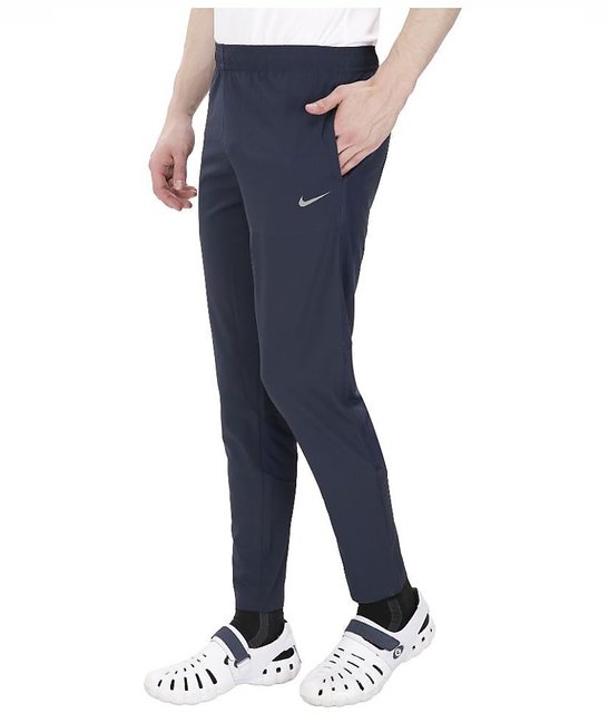 Nike navy hot sale polyester lycra trackpants