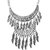 The Jewelbox Tribal Bohemian Afghan Leaf Statement Grey Crystal Antique Oxidized Silver Long Necklace Chain Girls Women