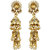 JewelMaze Brown Austrian Stone Gold Plated Pearl Kan Chain Earrings-AAA3809