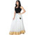 Klick2Style Women's Georgette White and Golden Skirt