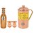 Taluka Set Of 4 Copper Hammered Water Bottle 1700 ML, Jug with Brass Handle 2000 ML with 2 Round Bottom Glass 300 ML each - Storage water Good Health Benefit Yoga Ayurveda