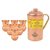 Taluka Handmade Pure Copper Hammered Jug with Brass Handle 2000 ML with 6 Glass 300 ML each -Serving Storage water Good Health Benefit Yoga Ayurveda