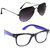 Combo of Sunglasses With Black Aviator and Transparent Wayfarer Style in Blue